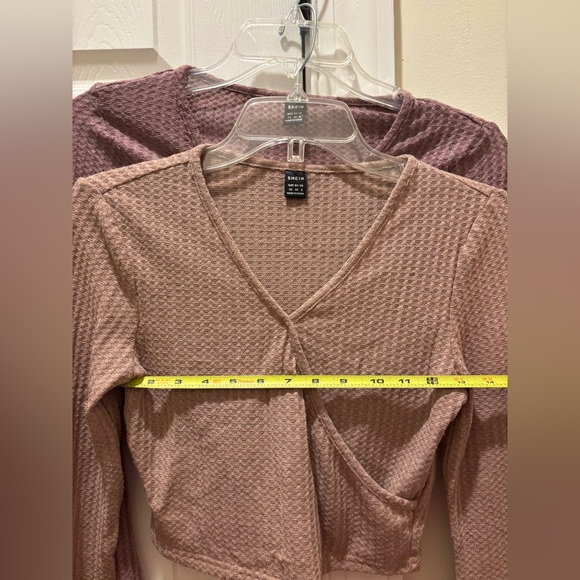 SHEIN Textured Tops-Mauve & Beige - Picture 7 of 13
